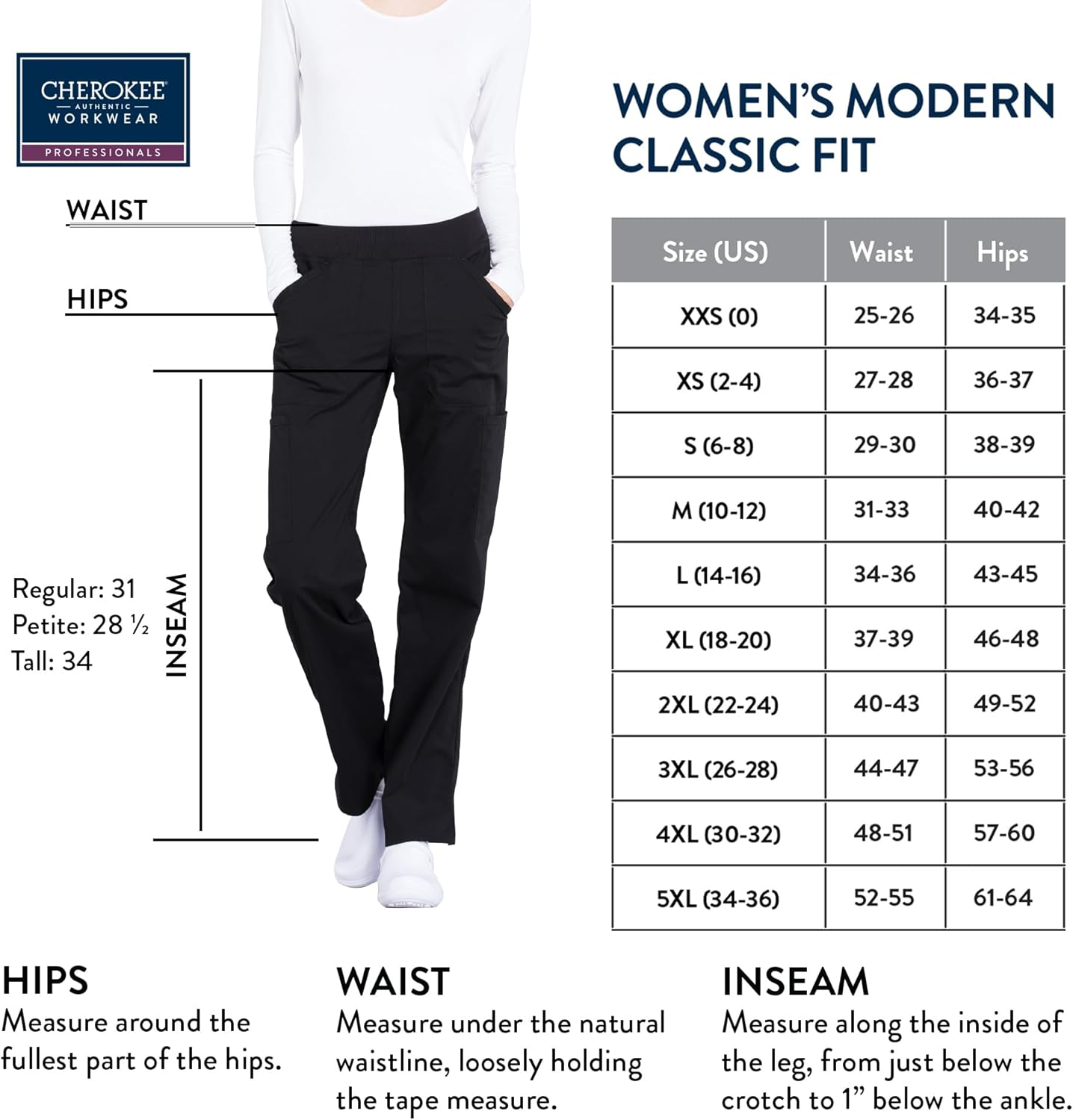 CHEROKEE WW Professionals WW170 Mid Rise Straight Leg Pull-On Pant image number 3