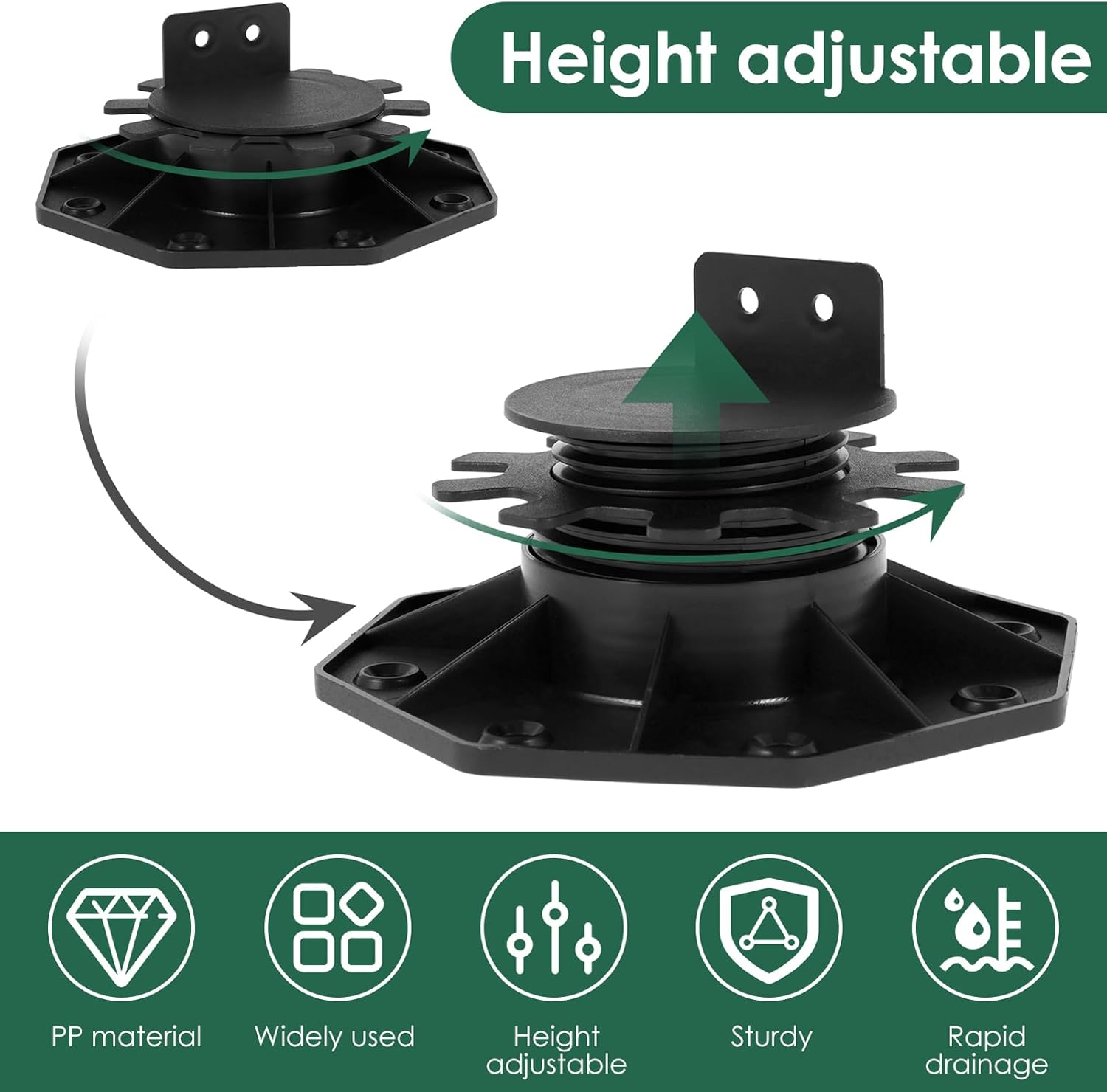 5Pcs Deck Support Pedestals Height Adjustable, Pedestal Paver Supports, Sturdy Deck Support Pedestals Low Profile Mini Deck Support for Wood Wpc Aluminum image number 6