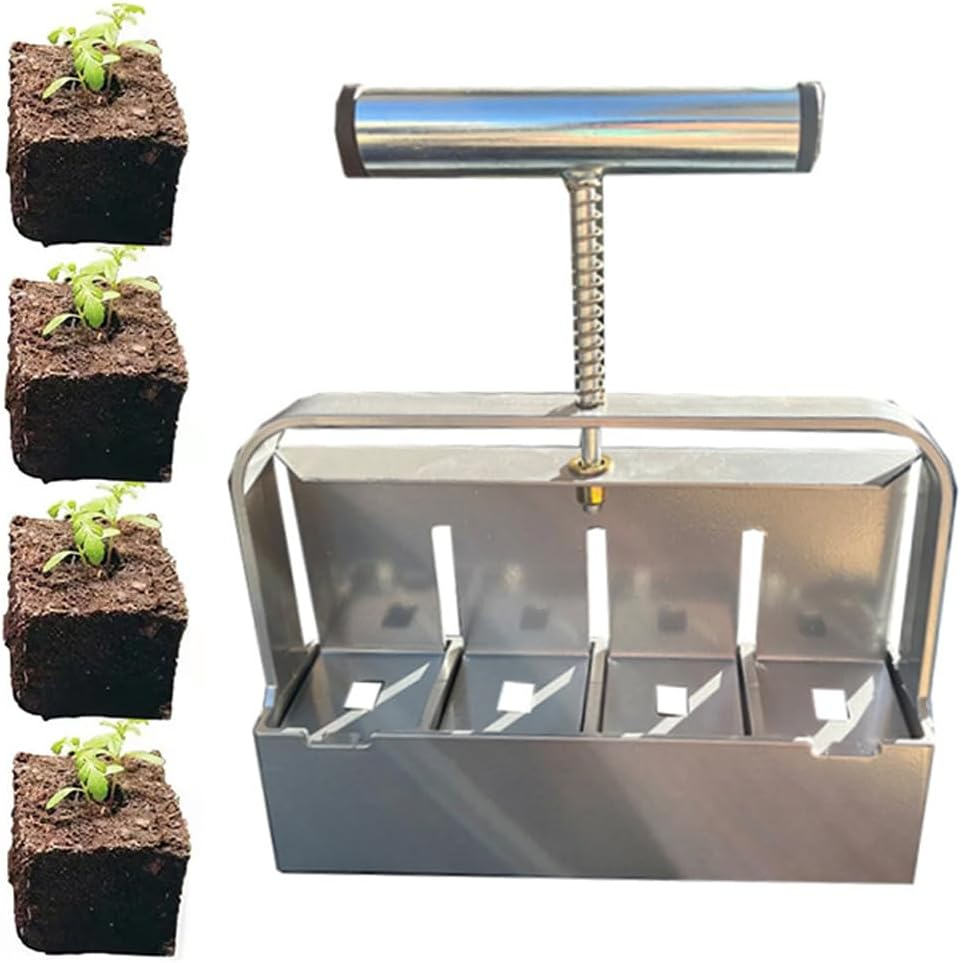 AIMALL Manual Soil Block Maker - Precision Hand-Held Garden Tool for Seed Starting, Sturdy Stainless Steel image number 3