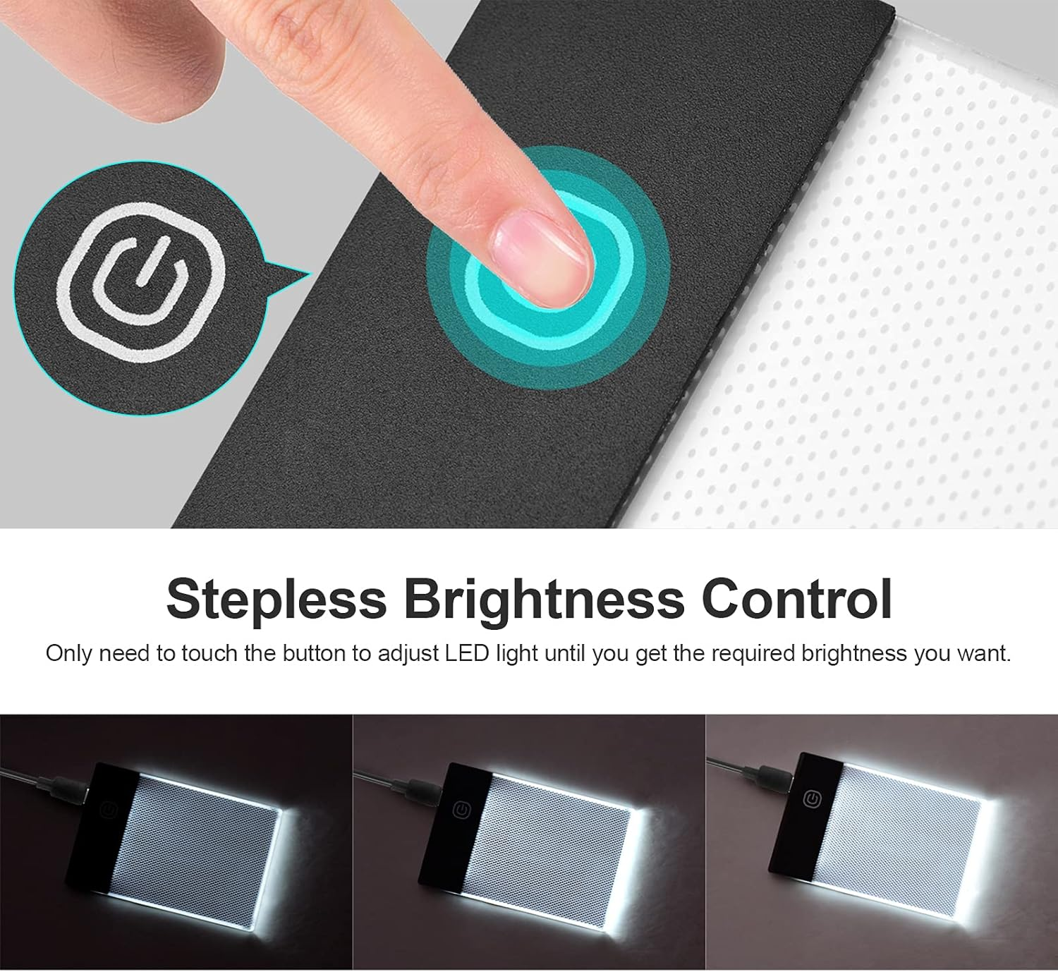 Super Mini LED Light Pad Ultra-Thin Light Box USB Powered Dimmable Brightness Artcraft Tracer for Children Students Adults Drawing Tracing Practise Calligraphy Flipbook Flip Books Animation Cartoon image number 3