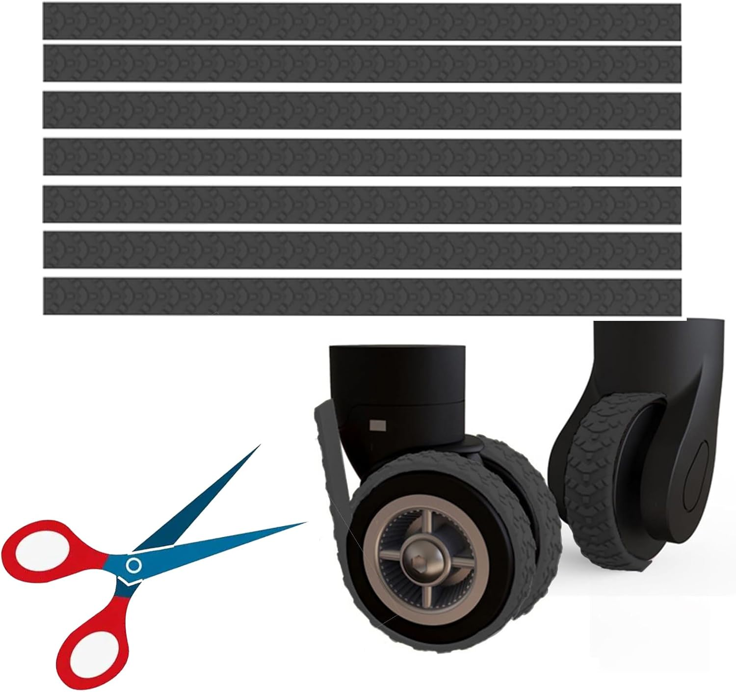 ACTIMED 8Pcs Silicone Luggage Wheel Covers - Silent Protection Suitcase Wheel Protector Covers (Black), Black, L, Scriptures image number 6