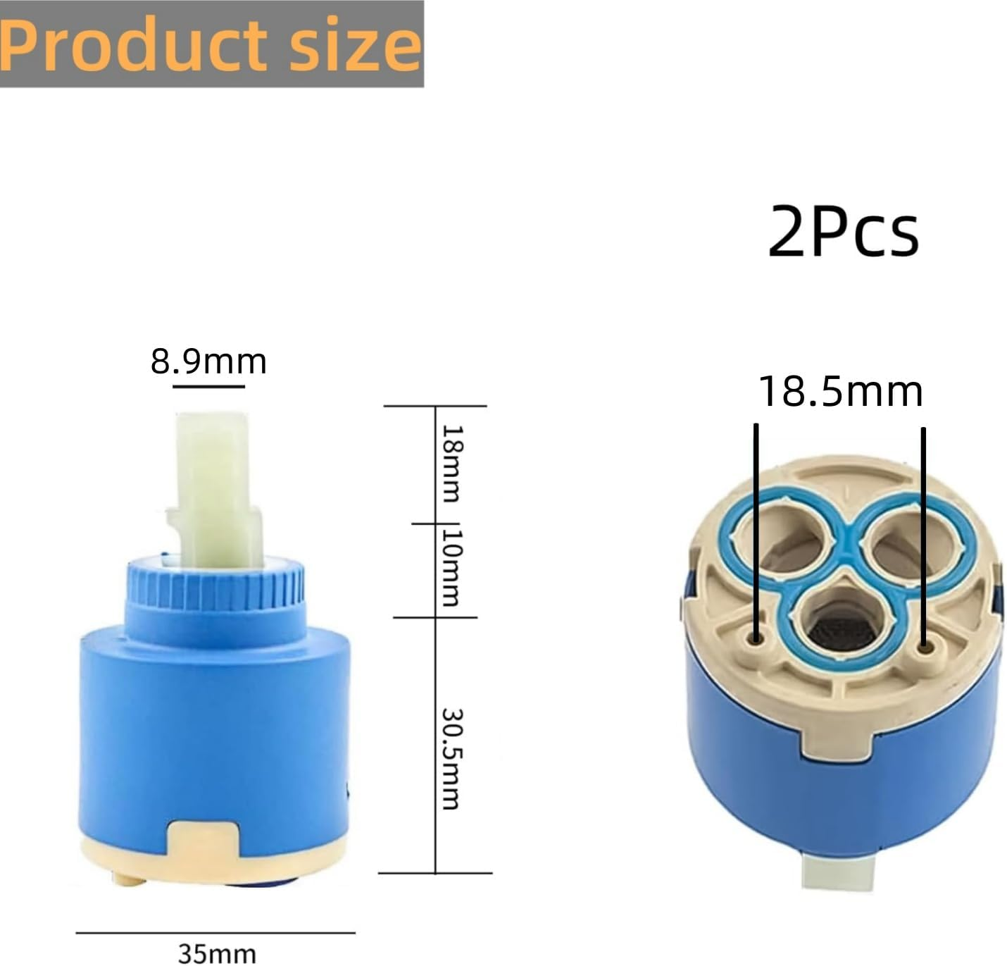 Ceramic Cartridge 35 Mm (Pack of 2) - Replacement Part for Single Lever Kitchen Tap, Washbasin Tap, Shower Mixer Tap image number 4