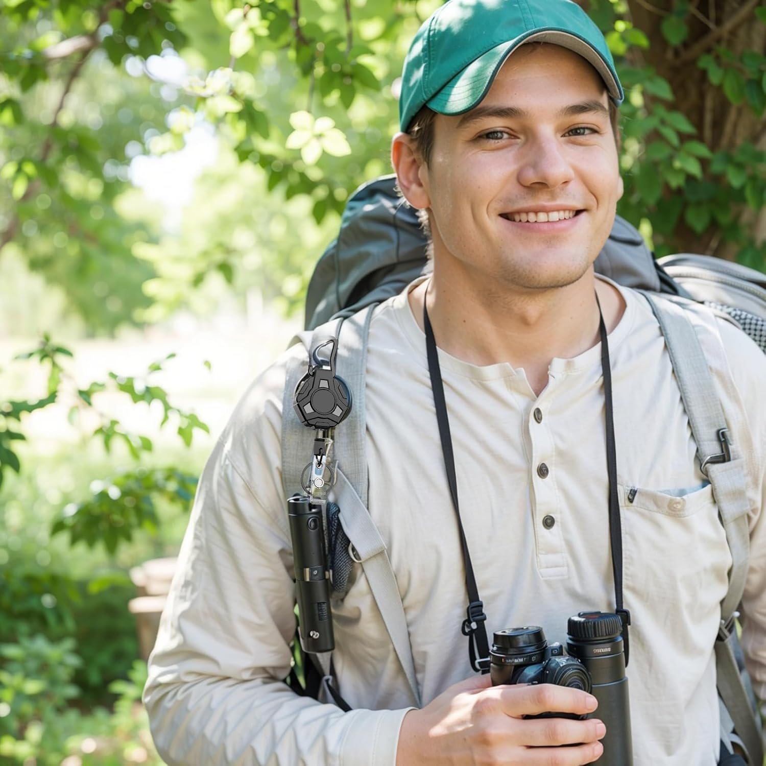2 Pack Retractable Keychain, Lanyard Retractable Keyring Heavy Duty, ID Badge Reel with 81Cm Steel Wire Rope, Extendable Badge Holder with Clip - Black image number 1