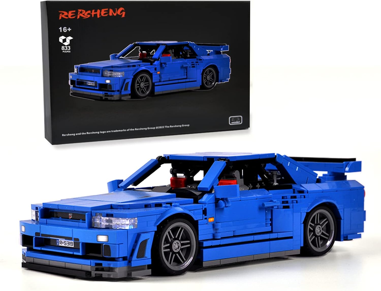 1:14 Scale Super Car Model, Mini Sports Car JDM GTRS R34 MOC Technique Building Blocks and Engineering Toy, Adult Collectible Model Cars Kits to Build(833Pieces) image number 3