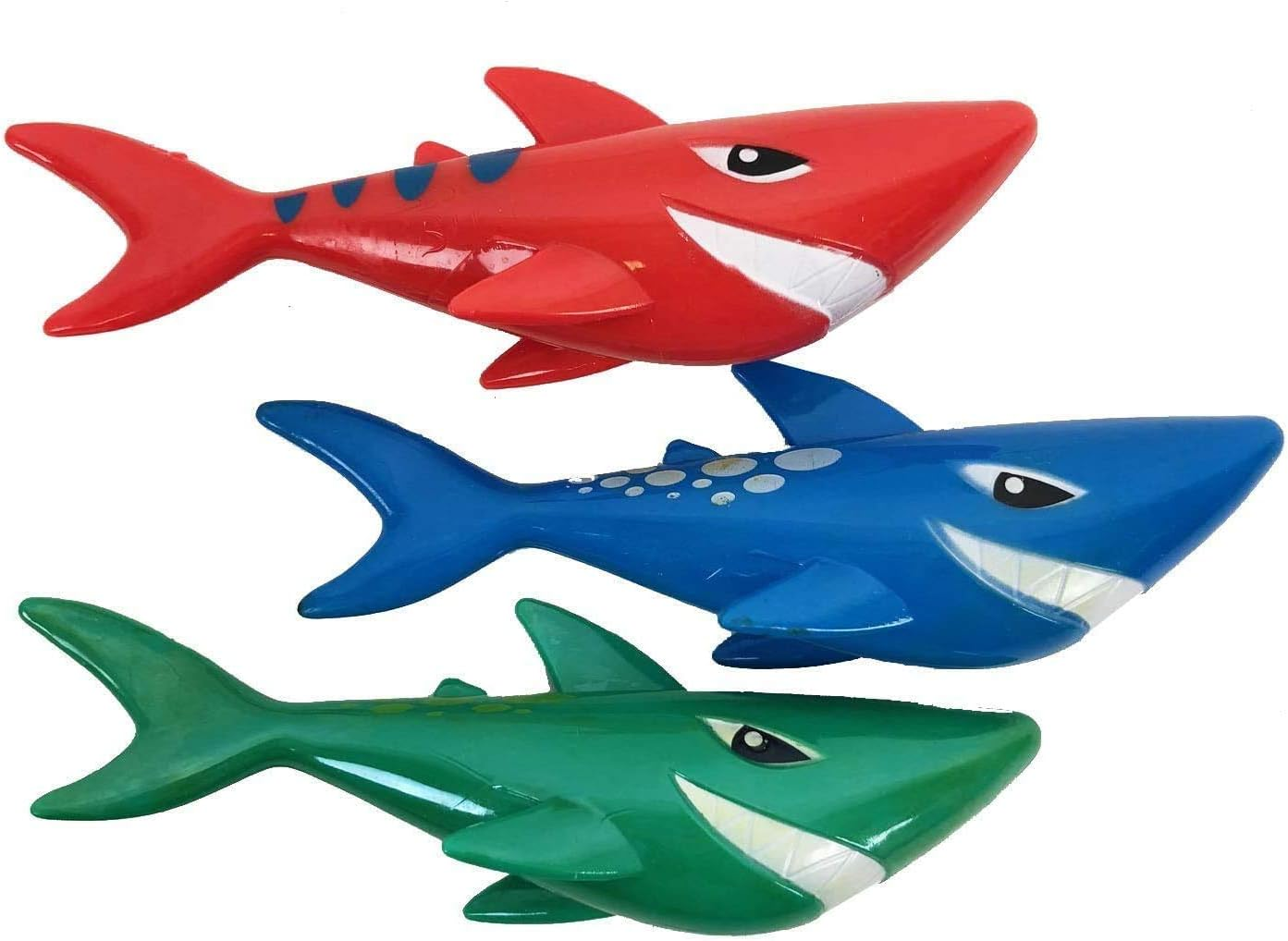 Banzai 3 Piece Magical Mermaid Dolls and 3 Piece Dive Sharks Pool Toys Bundle Set of Pool Toys