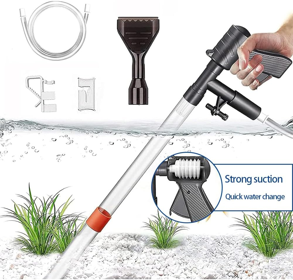 Fish Tank Gravel Cleaner, Aquarium Gravel Cleaner Vacuum Fish Tank Vacuum Cleaner Tools with Air Pressure Button for Aquarium Water Changer for Fish Tank Cleaning Gravel and Sand image number 4
