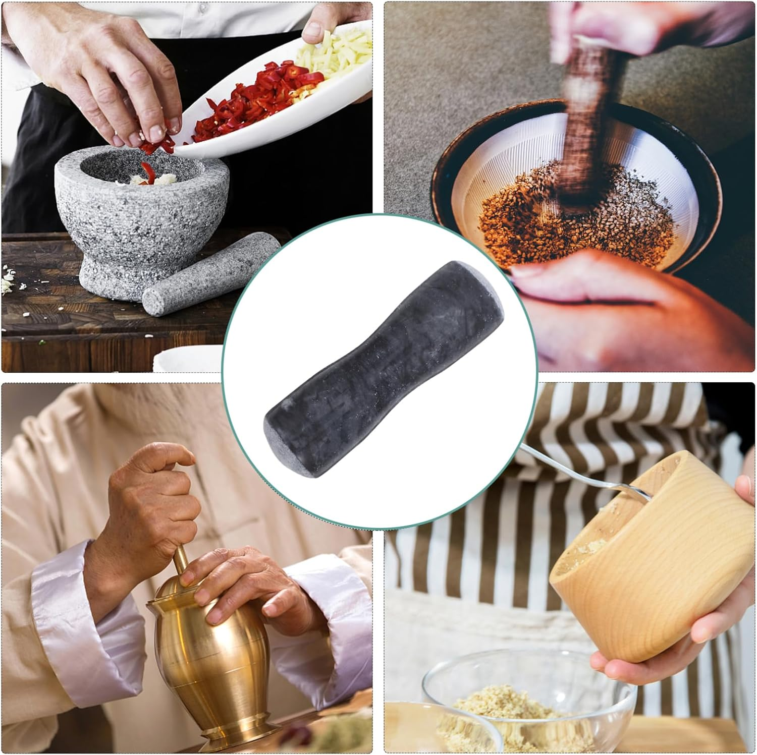 Zerodeko Multi Functional Stone Pestle for Use for Grinding Spices Garlic Ice More Easy to Clean Pestle Tool for Versatile Applications image number 6