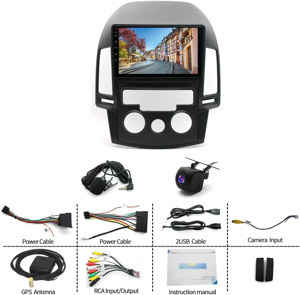 Car Stereo Compatible for Hyundai I30 Manual 2006-2011 FD, Double DIN Car Stereo Radio 2+32G 9" Touch Screen Radio Wireless Carplay Android Auto Bluetooth Wifi FM GPS Mic image number 4