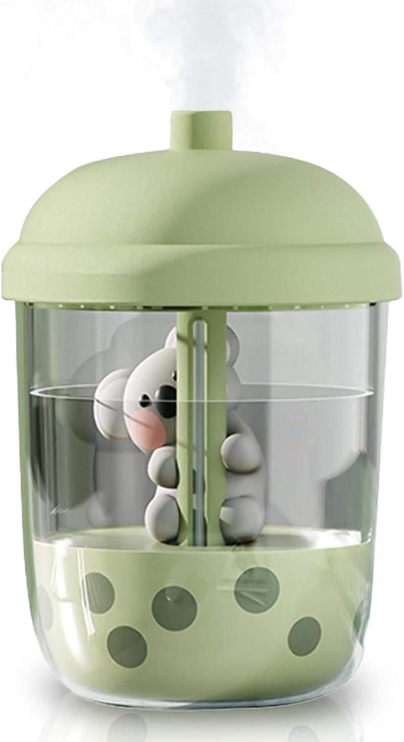 Kwude 450Ml Portable Humidifier, Mini Cool Mist Humidifier with Night Light, USB Personal Humidifier Auto Shut-Off, Ultra-Quiet (Green)