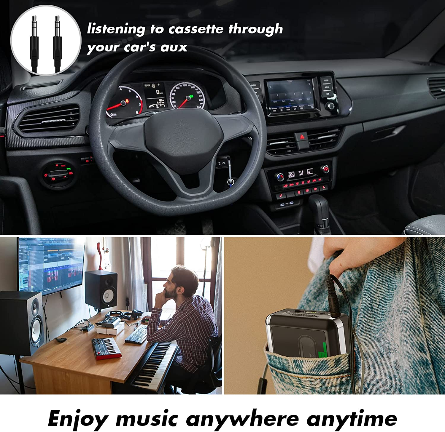 Cassette Player, Portable Walkman Stereo Tape to MP3 Converter, Audio Music Recorder to MP3 Digital File Converter with Earphones, No PC Required image number 6