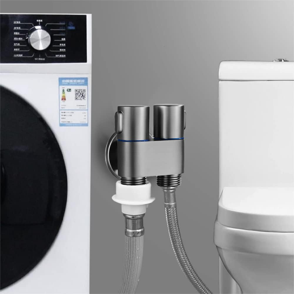 1-In-2-Out Dual Control Valve, 2023 New Double Control Mini Shower, 6.5 Feet Extra Long Hose High Pressure Bathroom Faucet Kit for Bidet and Shower (1 Pcs Black Dual Control Valve)