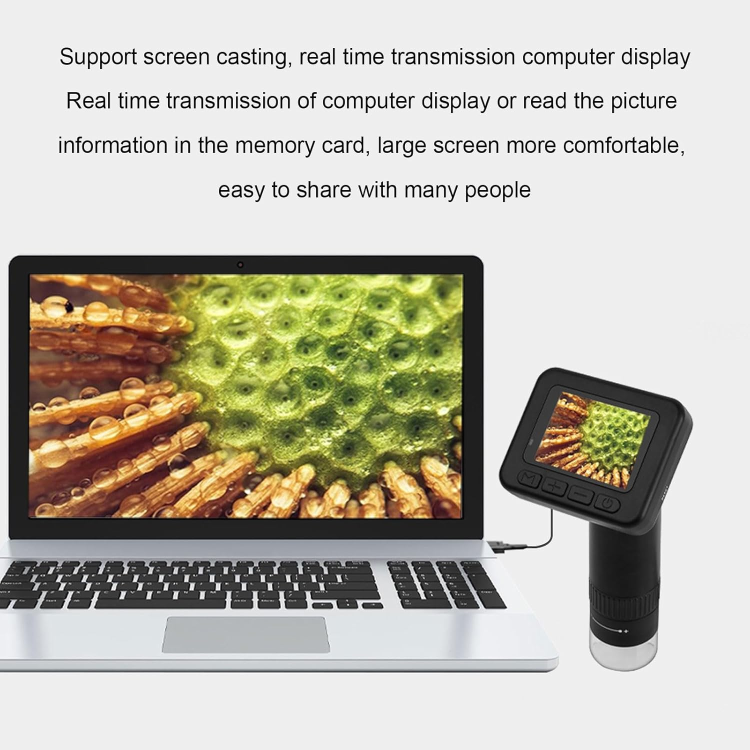 XUMIUZIY Portable Digital Microscope, 50X-1000X Magnification Handheld Microscopes with 2 Inch LCD Screen, 8 Adjustable LED Lights, USB Microscope Camera for Kids & Adults image number 2