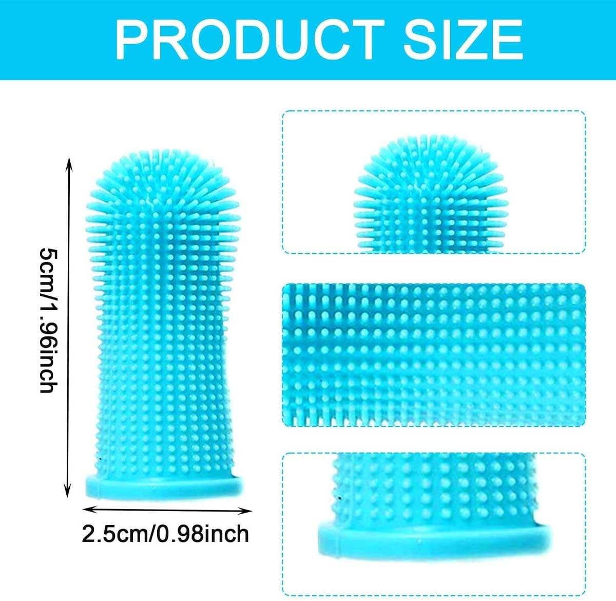Silicone Toothbrush, Pack of 6 Dog Toothbrushes, Finger Cots Dental Care, Finger Toothbrush for Small, Medium and Large Dogs (Blue) image number 5