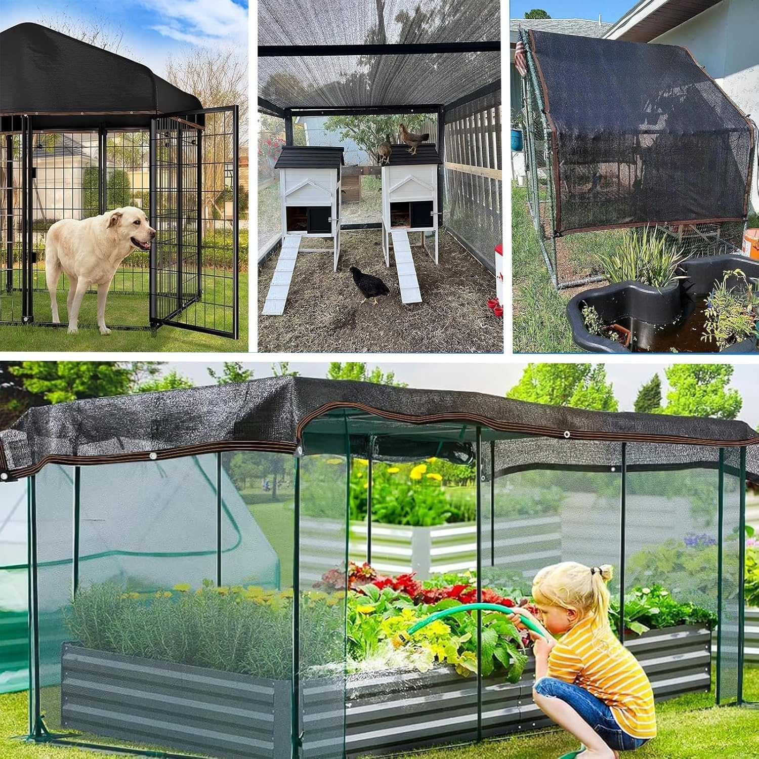 Rabbit Cage Cover Outdoor UV 90% Sun Protection 2X3M Net Tarpaulin Pet Cage Protector Chicken Coop Cover for Rabbit, Chicken, Duck, Cat, Dog and Other Small Animals