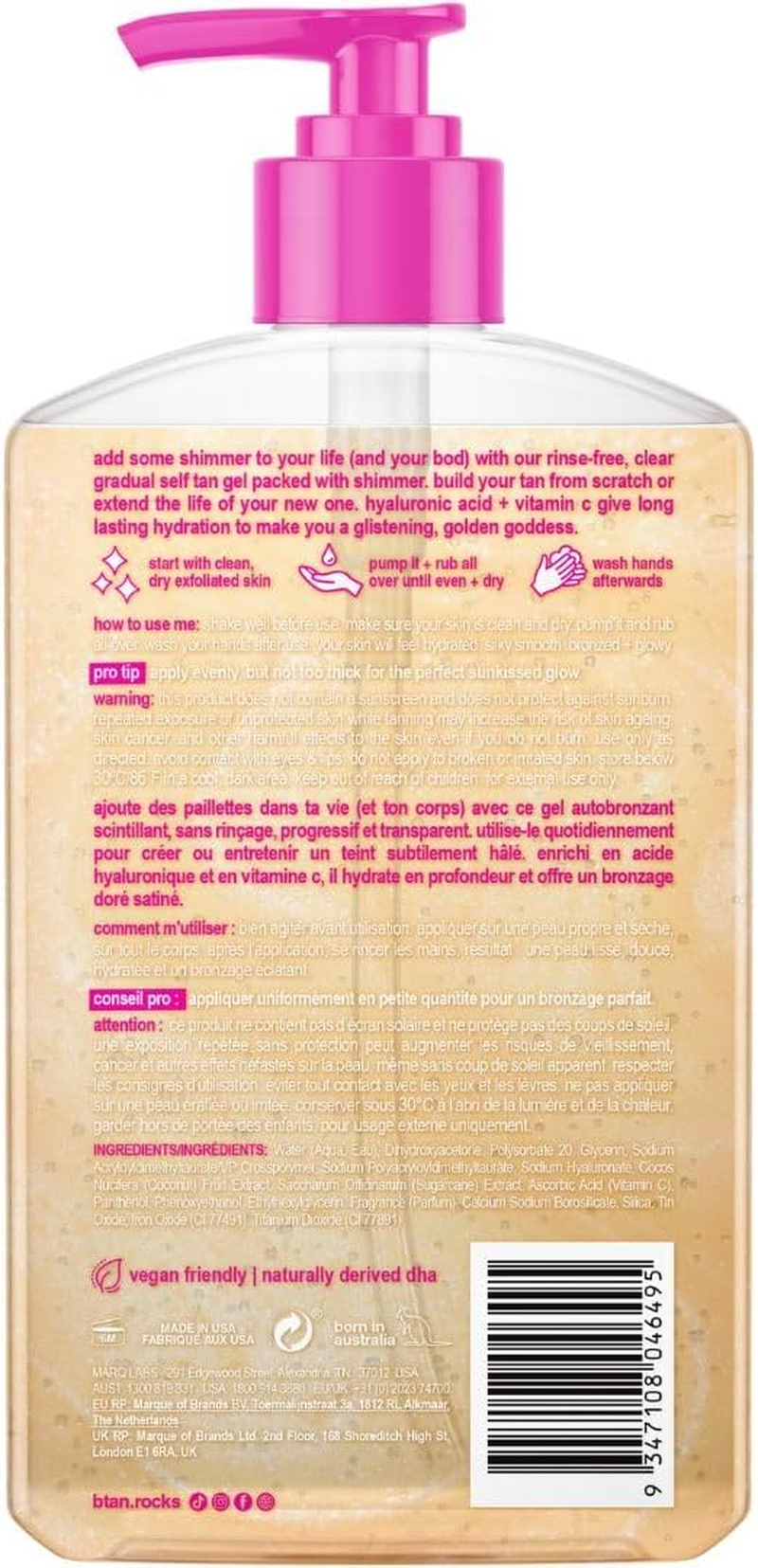 B.Tan Clear Gradual Self Tan Gel | Glow Your Own Way Shimmer - Sunkissed Golden Bronze, Transfer Free, Best Extender, Moisturizing, Non Toxic Sunless Tanning Lotion, No Fake Tanner Smell, 16 Fl Oz image number 3
