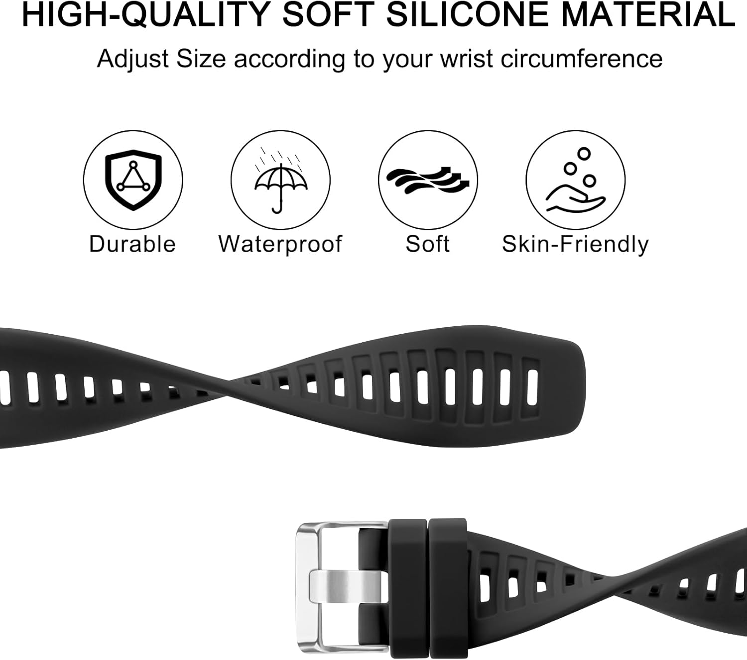 Leonids Sport Bands for Garmin Instinct/Instinct 2 Watch Bands, Soft Silicone Replacement Straps for Garmin Instinct Tide/Tractical Band - Lake Blue image number 3