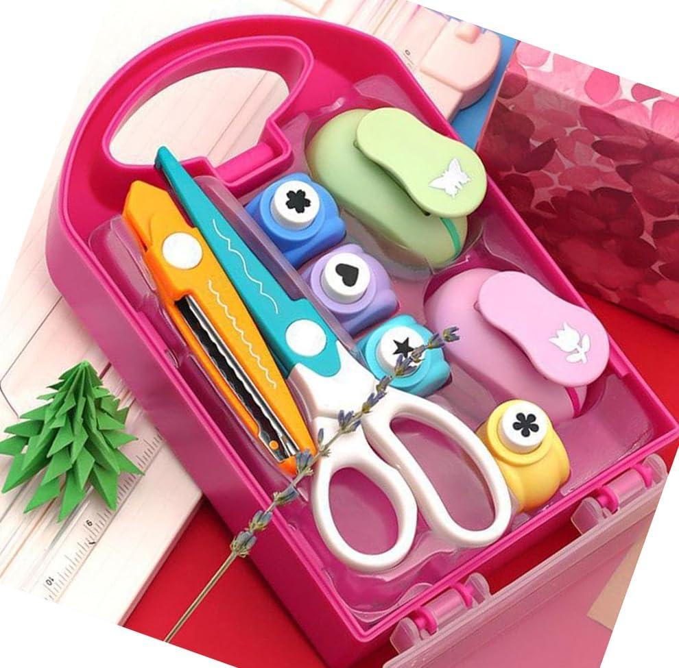 Yeanifeana Creative Kids DIY Puncher Craft Set, Kids DIY Craft Hole Punch Shapes Set, Leaf, Butterfly, Star, Heart, Flower Punch Cutters (Pink) image number 2