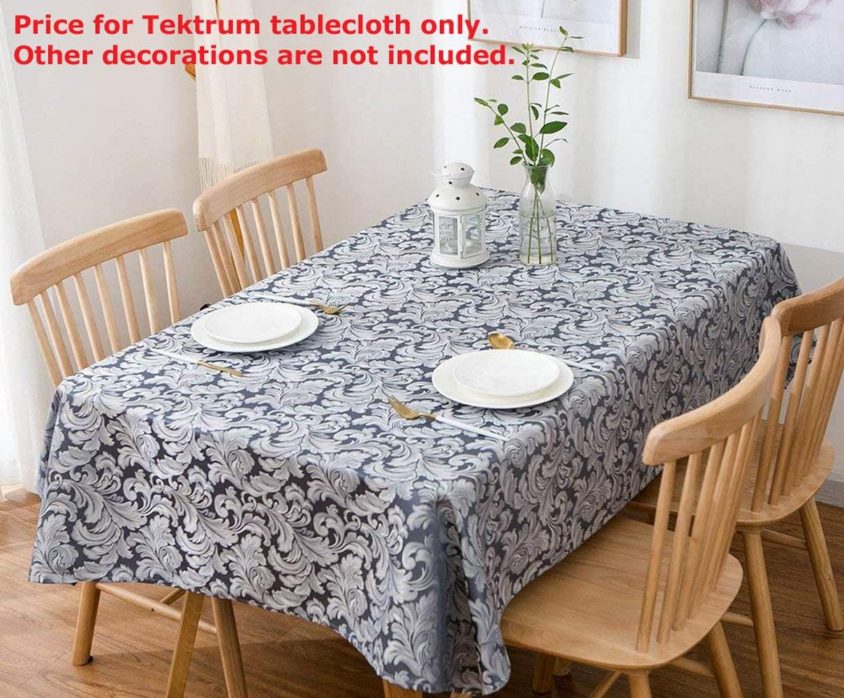 Tektrum 70 X 70 Inch Square Damask Jacquard Tablecloth Table Cover - Waterproof/Spill Proof/Stain Resistant/Wrinkle Free/Heavy Duty - Great for Banquet, Parties, Dinner, Kitchen, Wedding (Stone Blue) image number 4