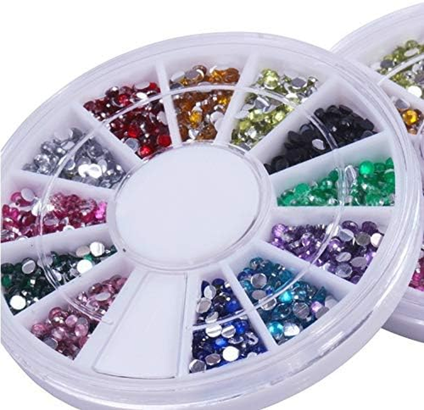 12 Colors/Wheel Rhinestone Acrylic Nail Art 2MM round Rhinestone Nail Art Glitter Decoration Zhengpingpai image number 2