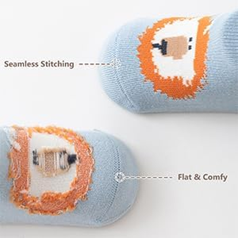 6 Pairs Baby Toddler Grip Socks Non Slip Crew Cute Seamless Cotton Ankle Socks for Baby Boys Girls Infants Kids S/M/L image number 2