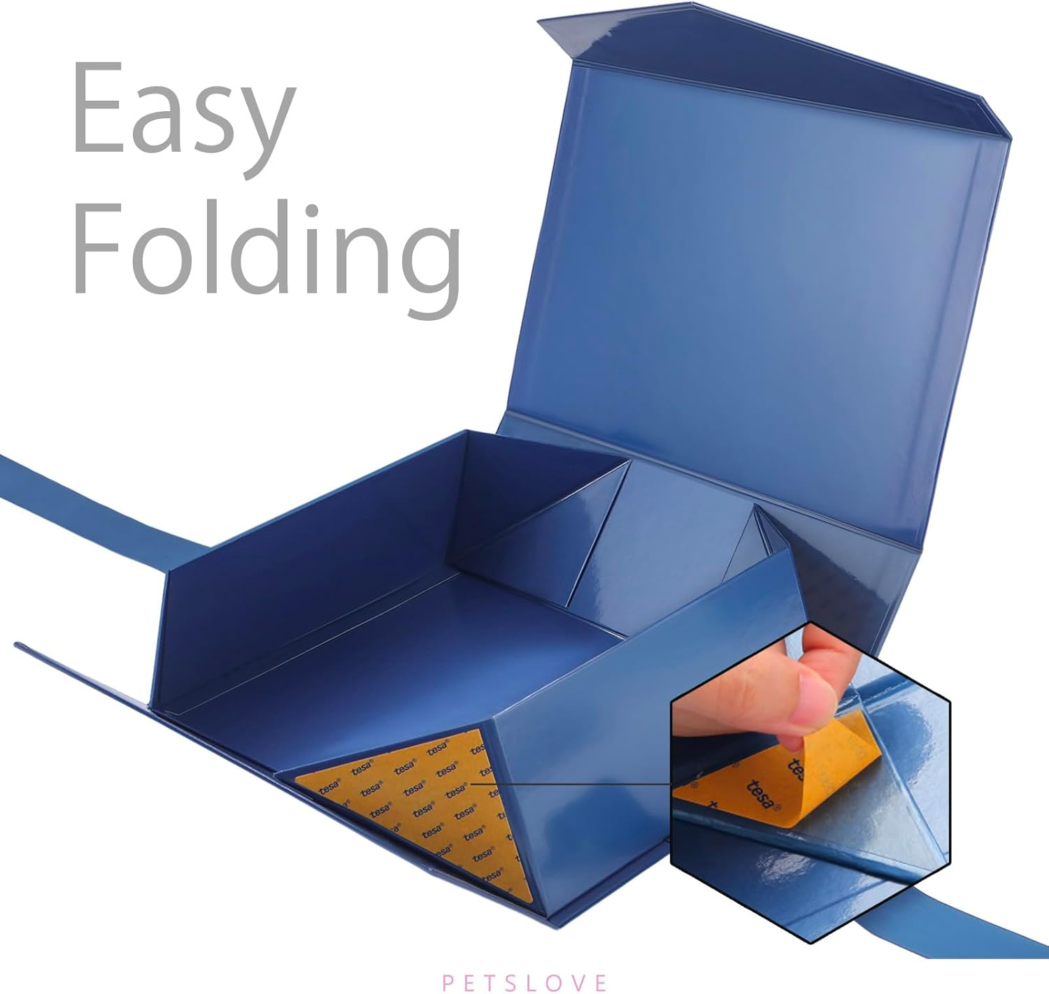 PETSLOVE 6 Count Large Gift Boxes with Ribbon for Fathers Day 30.48X21.59X10.16 CM, Blue Magnetic Gift Boxes with Lid for Presents, Groomsman Box (Glossy)