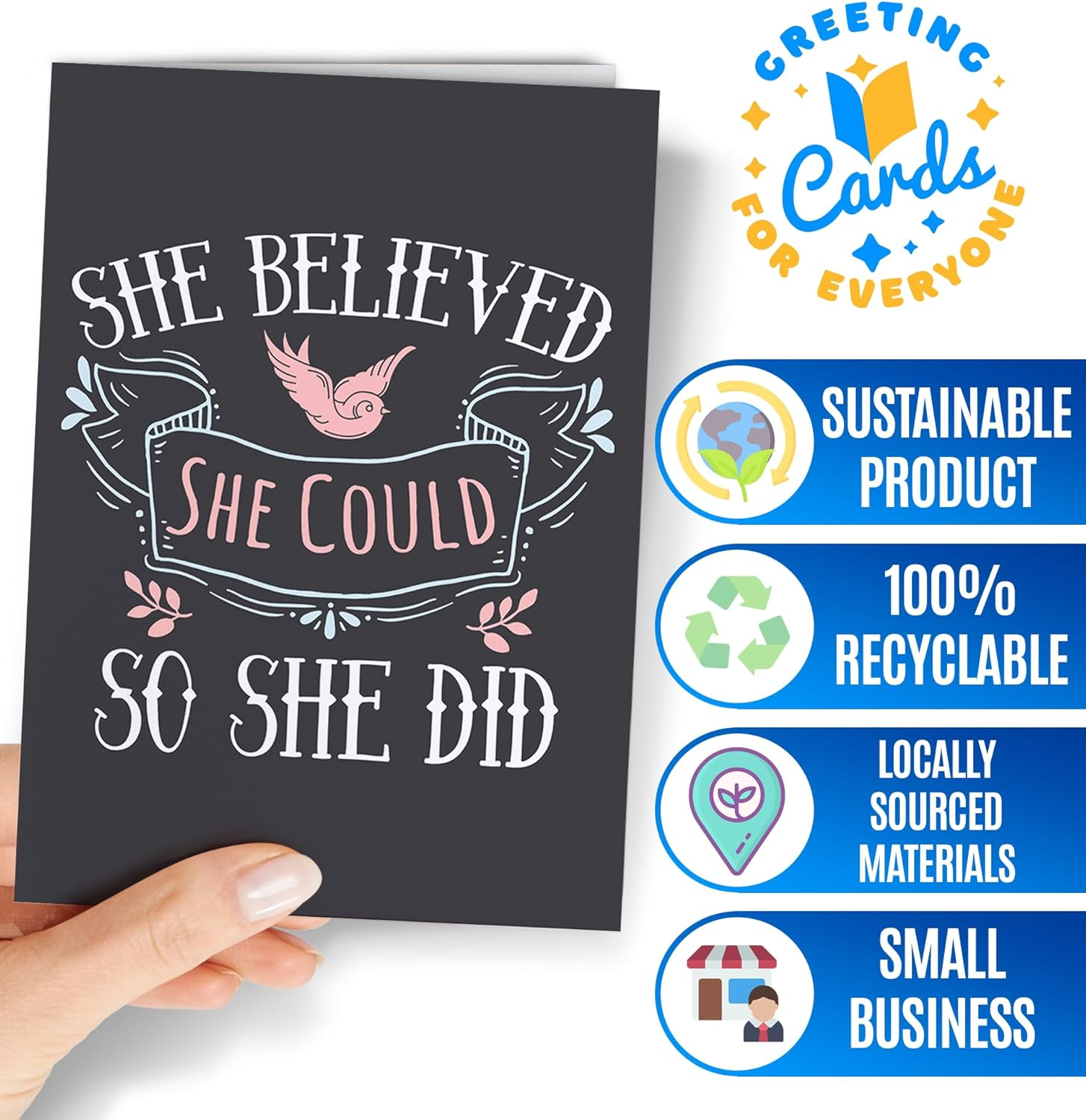 Inspirational and Empowering Card for Her | Congratulatory Card for Women | Perfect Cards for Birthday, Graduation, Christmas, Mother'S Day for Daughter, Sister, Mom, Girlfriend, Wife - NUM 17 image number 3