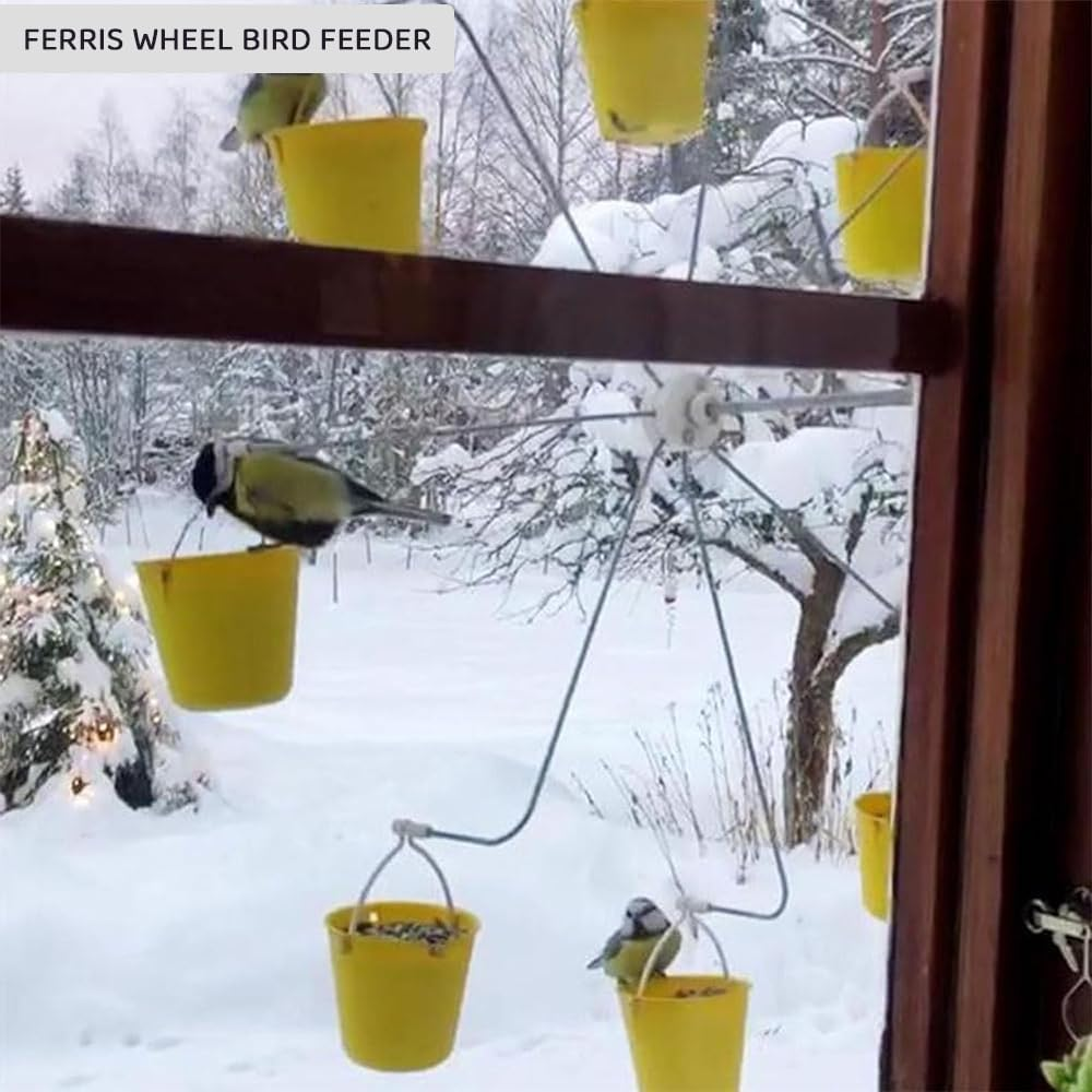 HYAVIA Ferris Wheel Bird Feeder &ndash; Outdoor Hanging Bird Feeder Toy with 8 Rotating Buckets, Unique Ferris Wheel Design for Hummingbirds & Wild Birds, Garden Yard Decor Feeder for Outside image number 5