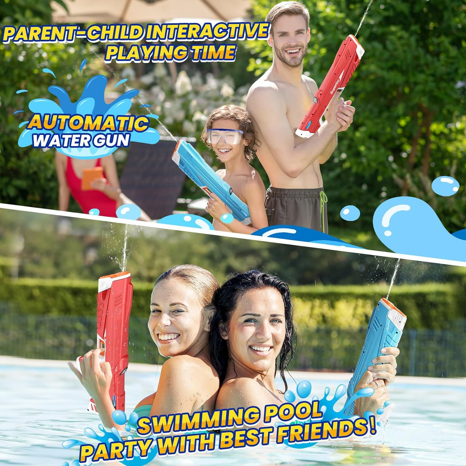 Skirfy Electric Water Gun with Display,Auto Suction Water Guns for Adults&Kids,Squirt Guns Battery Powered Automatic Water Blasts,Pool Beach Outdoor Party Toys for Kids image number 4