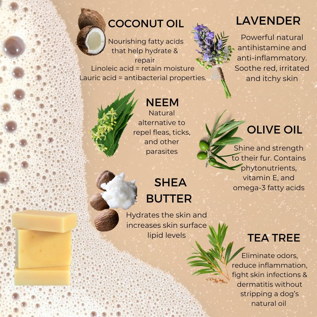 Natural Pet Wash - Clean & Condition Sensitive Skin, PH Balanced Dog Wash 3Pack Bars (300G)