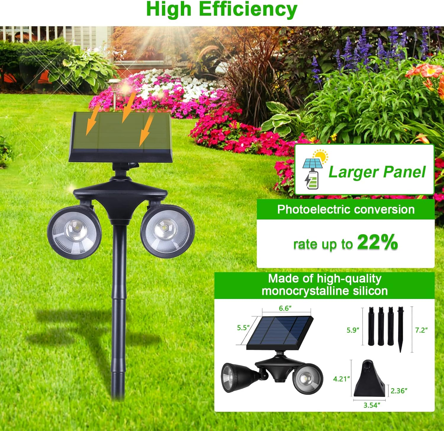 Outdoor Spot Lights for Yard, Color Changing Solar Stake Lights, Always on All Night with 7 Color Options, Dusk Til Dawn Solar Uplights Waterproof for Trees/Pathway/Garden Decor, 1-Pack