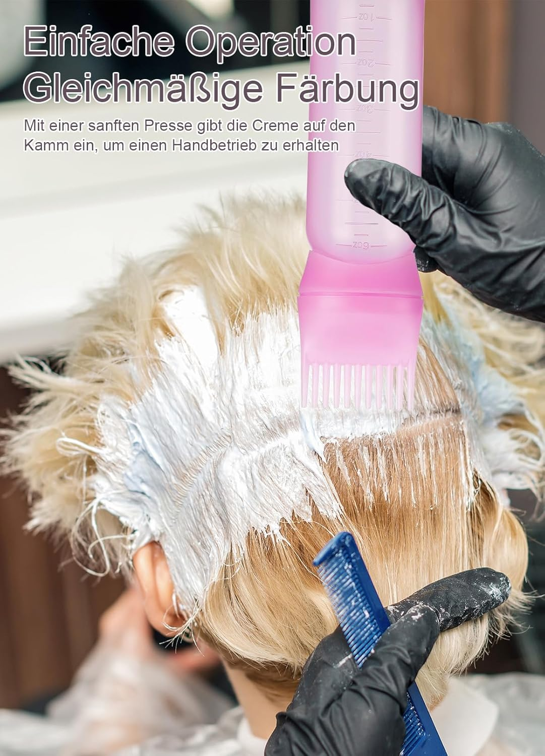 Pack of 2 Hair Dye Brush, Hair Oil Applicator Bottle, Hair Dye Brush Bottle, Hair Oil Applicator, for Hair Oil Hair Colourations, Shampoo Applicator Brush (Pink/Blue) image number 6