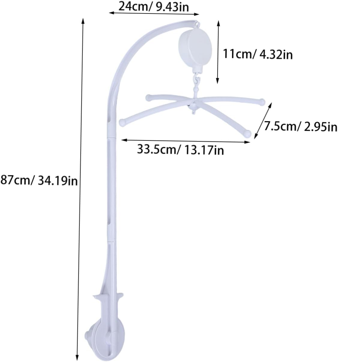 1Set Adjustable Height Mobile Arm Secure Clamp Crib Mobile Stand for Enhanced Sensory Development Tool Setup Compatible with Various Cribs Bed Bell Holder image number 4