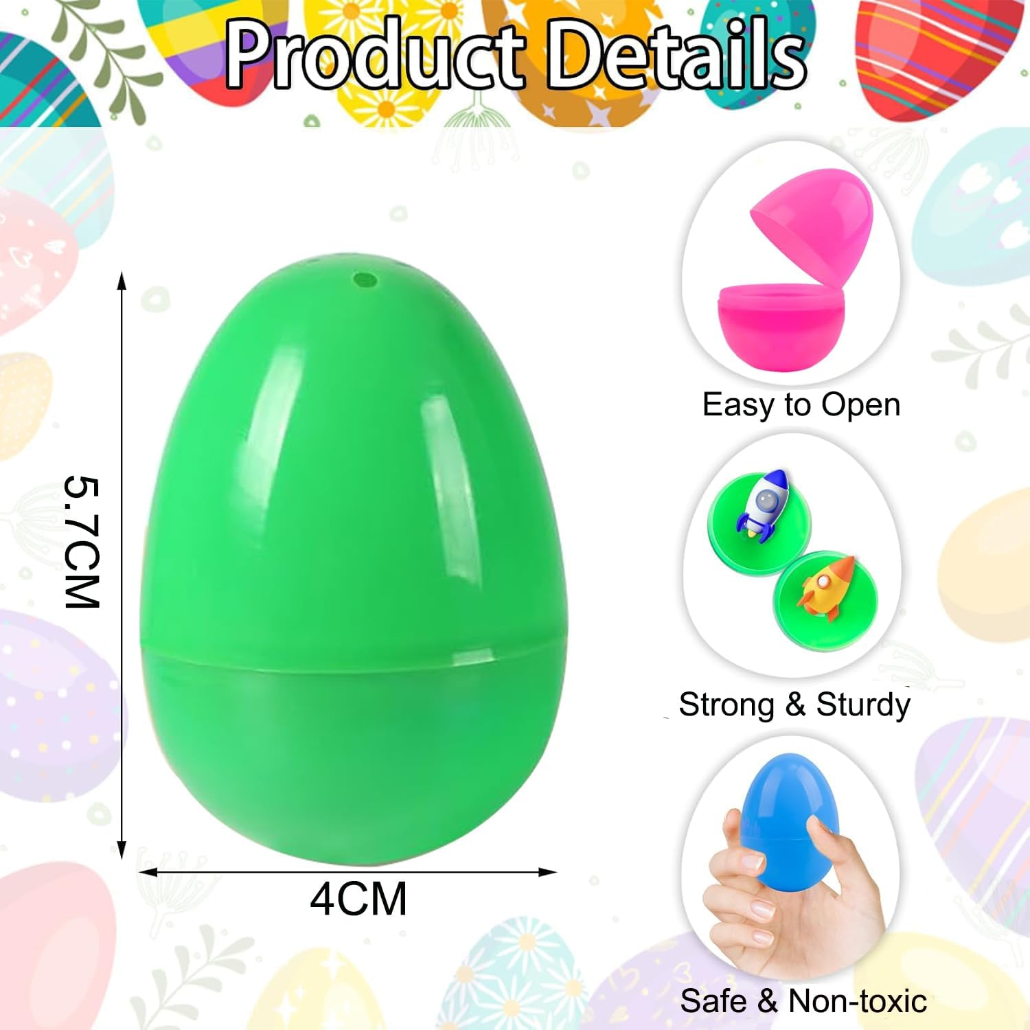 Fyvadio Fillable Eggs, 24PCS Empty Plastic Egg, Colourful Refillable Plastic Surprise Eggs, Holiday Candy & Surprises Gift Box - Easter Egg Hunts Hanging Decor (6 Colors) image number 1
