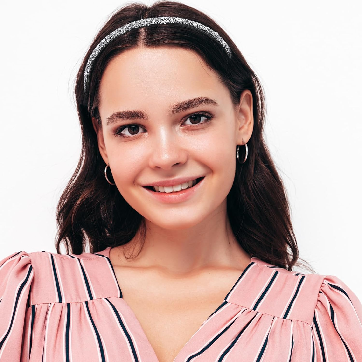 Thinp Pack of 4 Rhinestone Headbands, Non-Slip Headbands, Headbands with Crystal Teeth Comb, Fashionable Crystal Hair Band, Women'S Headband, Shiny Hair Bands, for Girls Daily Party Hair Accessories