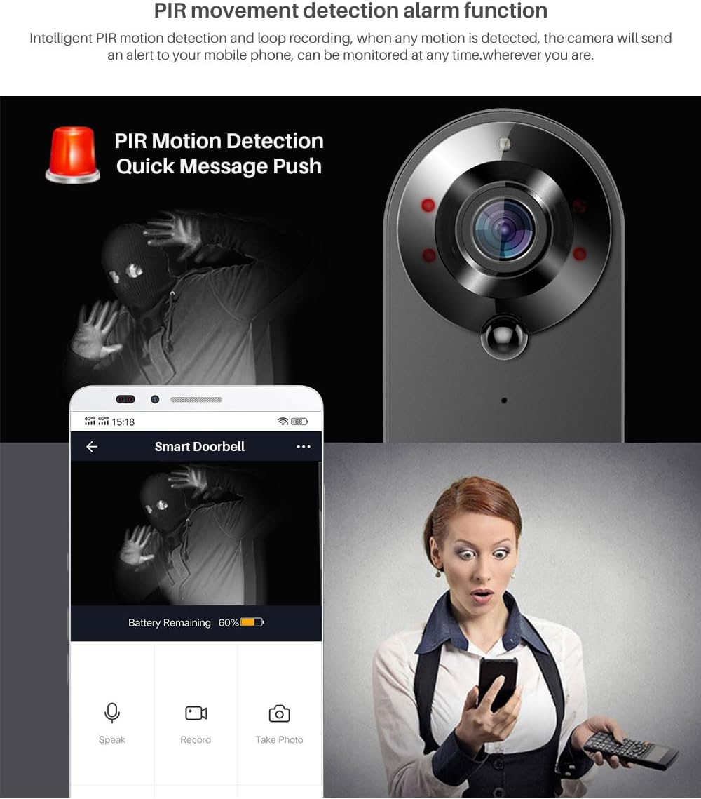 Uantii Smart Video Doorbell Camera 1080P Tuya Wifi Video Intercom Door Bell Camera Two-Way Audio,Works with Smart Life App image number 2