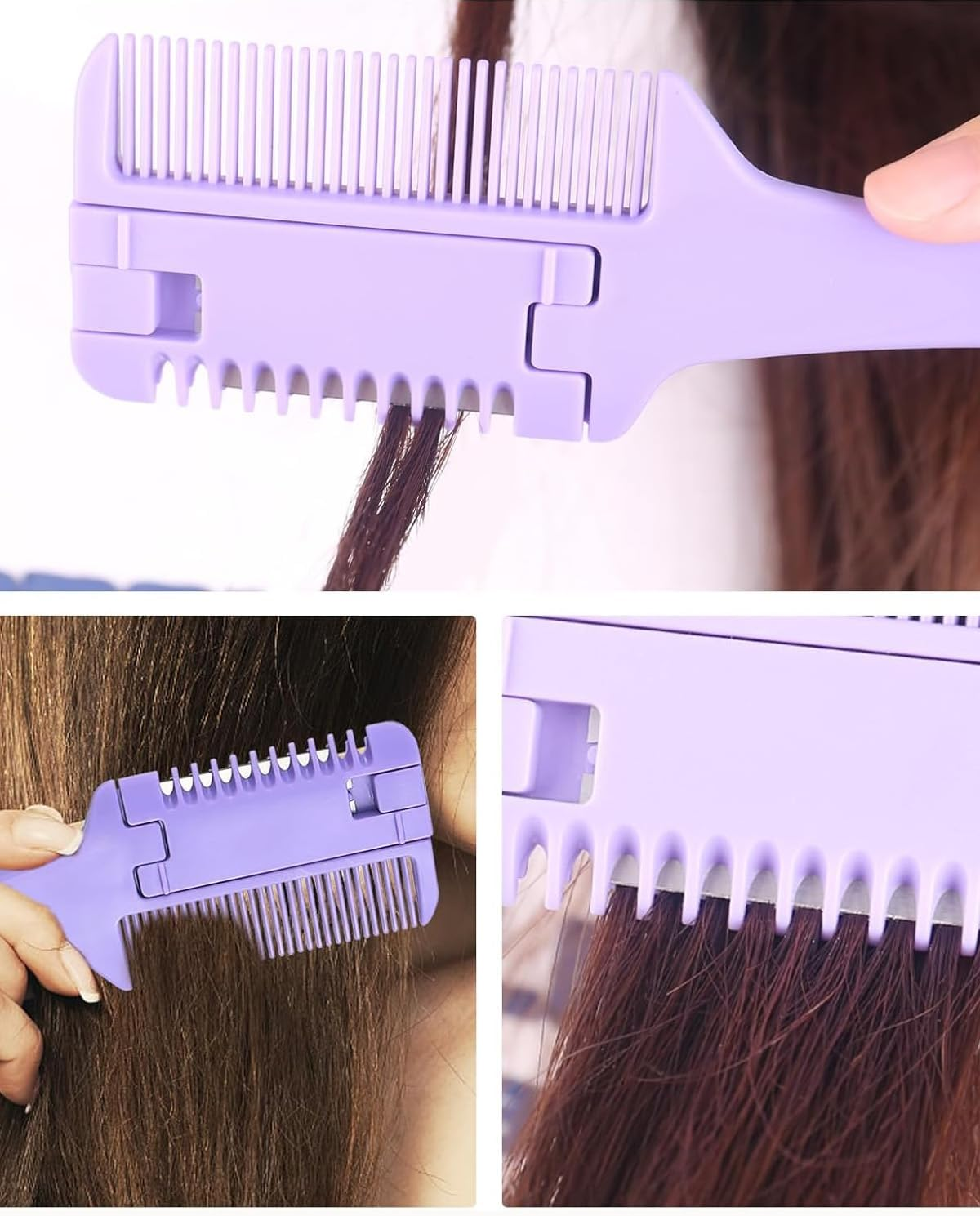 KGDUYC Pack of 2 Hairdressing Comb Thinning Scissors, Comb Thinning Hair Cutting Tools, Double Sided Haircut Trimmer, Hair Adults Children Hairdresser Home image number 1