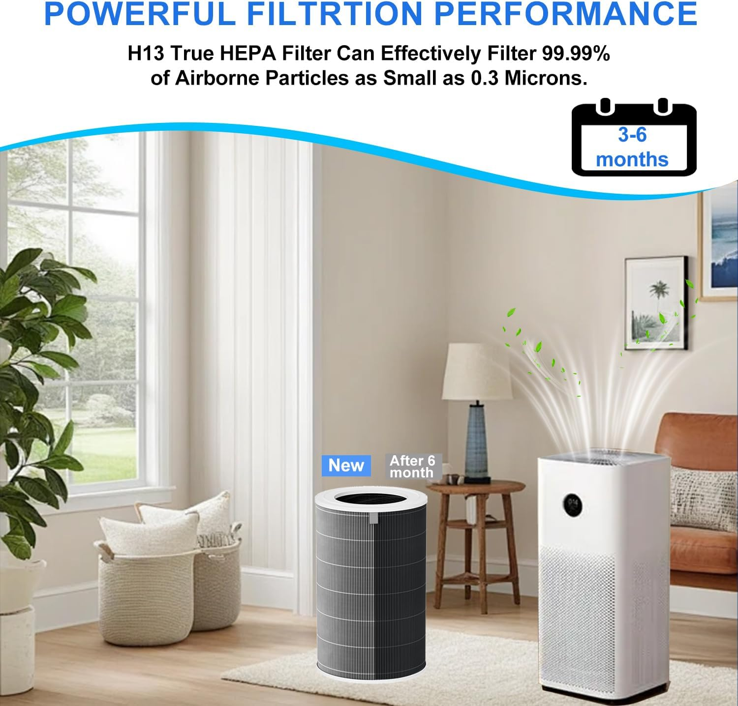 HEPA Activated Carbon Replacement Filter for Xiaomi Mi Air Purifier 2/2H/2C/2S/2 Pro, 3/3H/3C/3 Pro, Grey image number 5