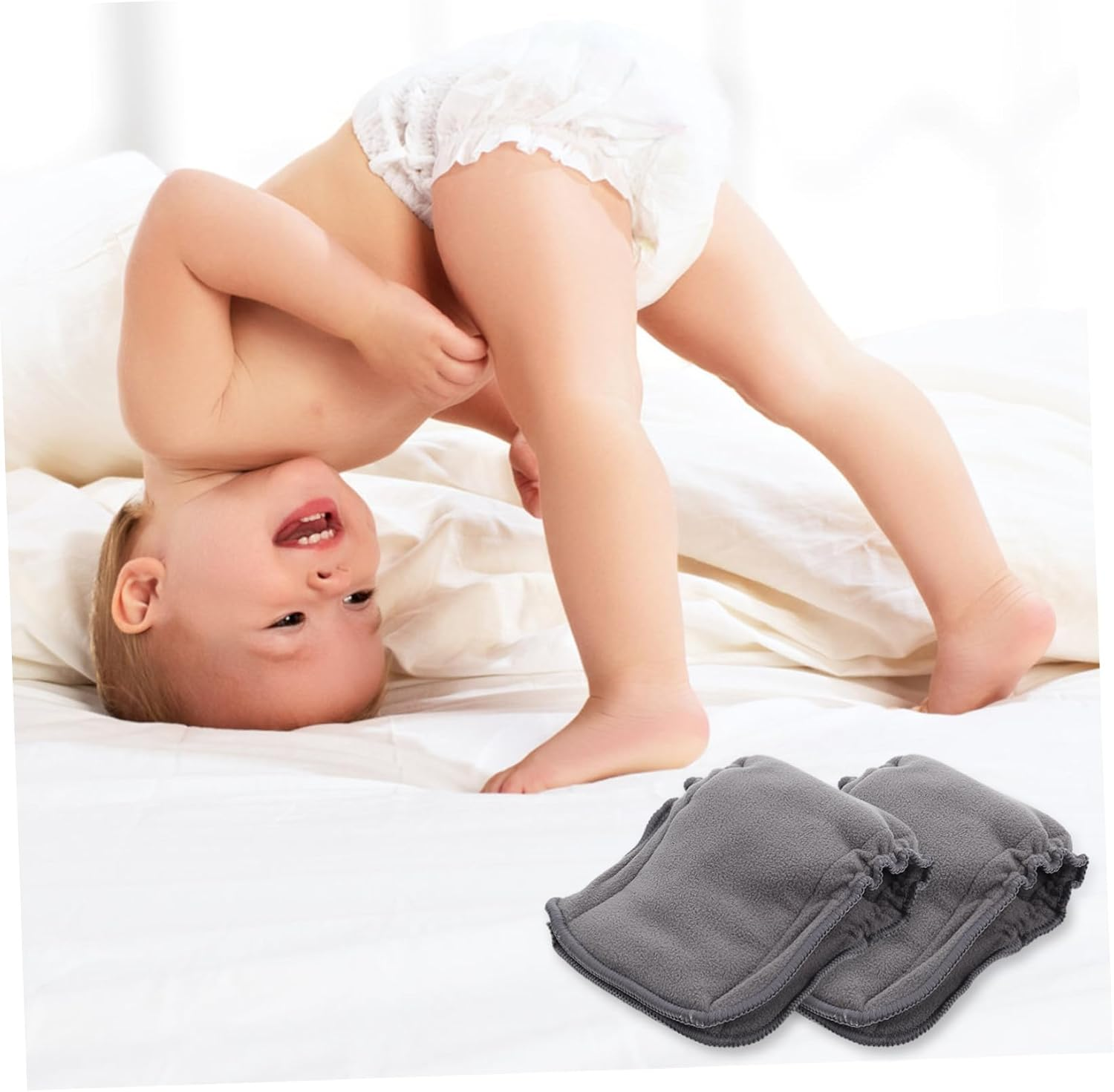 ERINGOGO 3Pcs Washable Diapers Reusable Cloth Diaper Inserts Leak Protection Super Absorbing image number 1