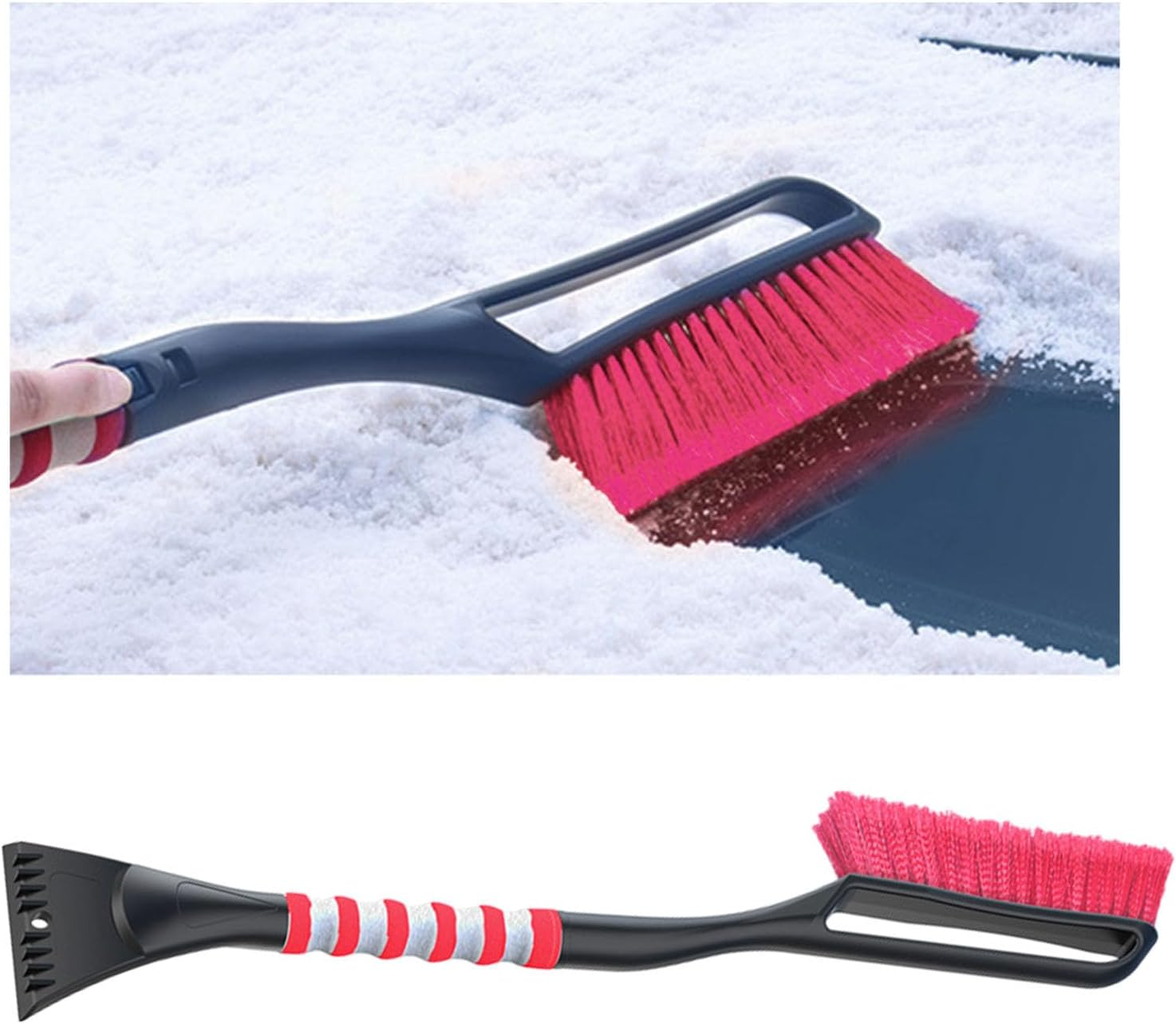 Augeny 27'' Ice Car Snow Brush and Ice Scraper, Detachable Scratch Free Snow Brush with Comfortable Foam Grip, Universal Auto Winter Snow Removal Tool for Cars, SUV, Trucks (Orange)