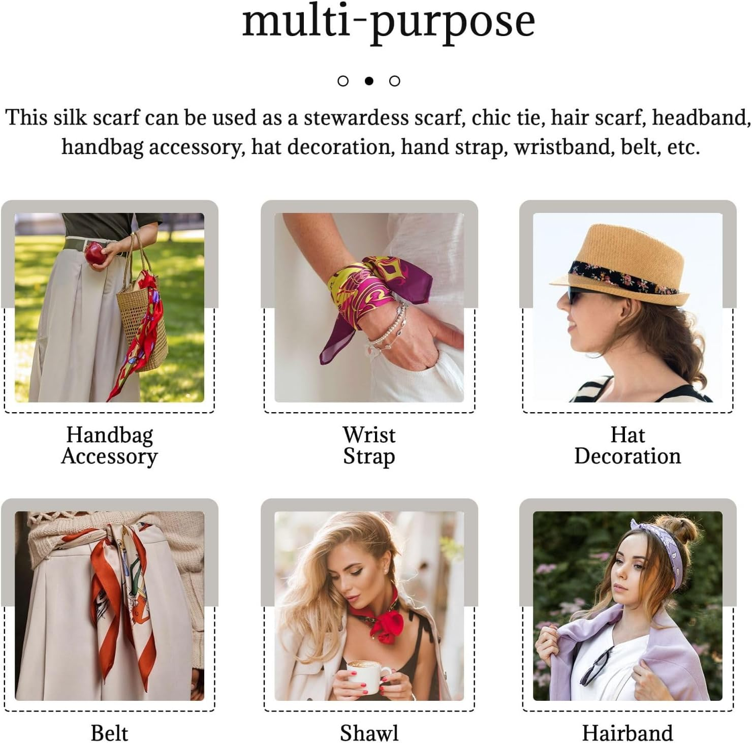 Cozimangoe Silk Scarf Bandana for Women Soft Feel Neck Head Scarf Bag Handle Wrist Tie, Travel Daily Wear Gifts, Personalized Patterns, Colorful Rainbow Multicolor Plaid Stripes image number 5