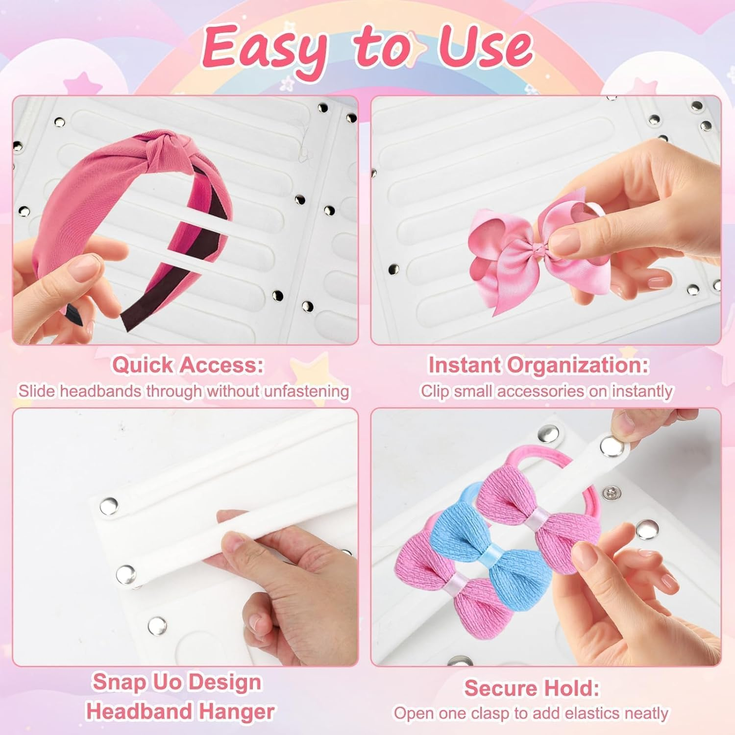 Eeekit Hanging Hair Bow Organizer Large Capacity Hair Clip Holder Hair Claw Storage for Girls Hair Accessories Display Stand for Wall Door Closet image number 5