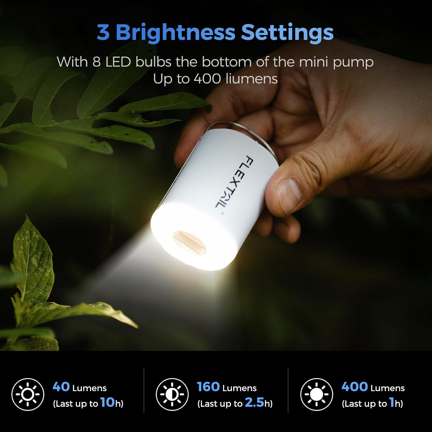 FLEXTAILGEAR Air Pump 2X 4Kpa, Electric Air Pump with Camping Lantern, Air Pump for Inflatables Rechargeable Air Mattress Pump with Magnetic Design for Sleeping Pads, Pool Floats, Swimming Rings image number 3