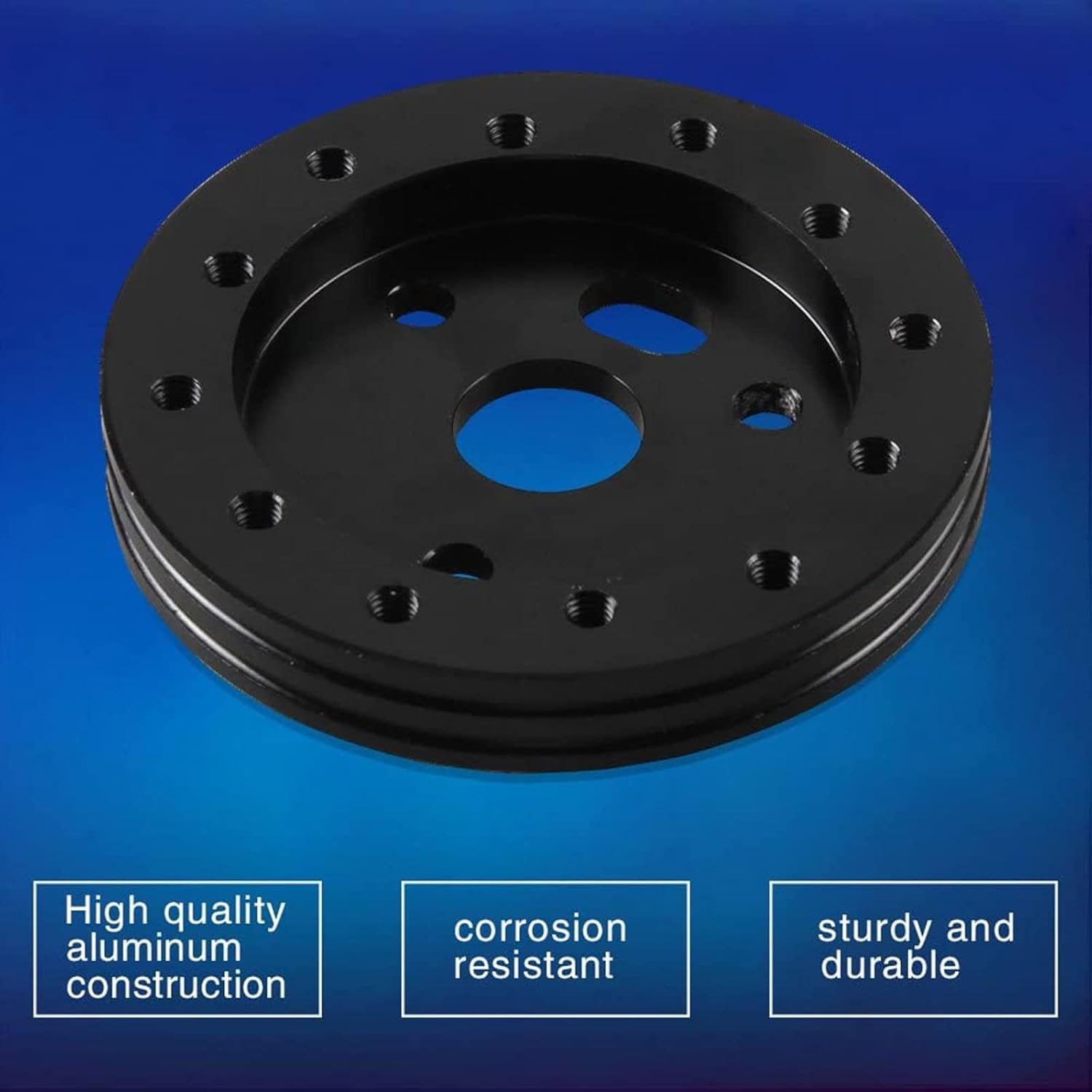 RULLINE 0.5" Steering Wheel Hub Adapter Conversion Spacer 6 Hole to 3 Hole Grant Adapter Boss Kit Black image number 6