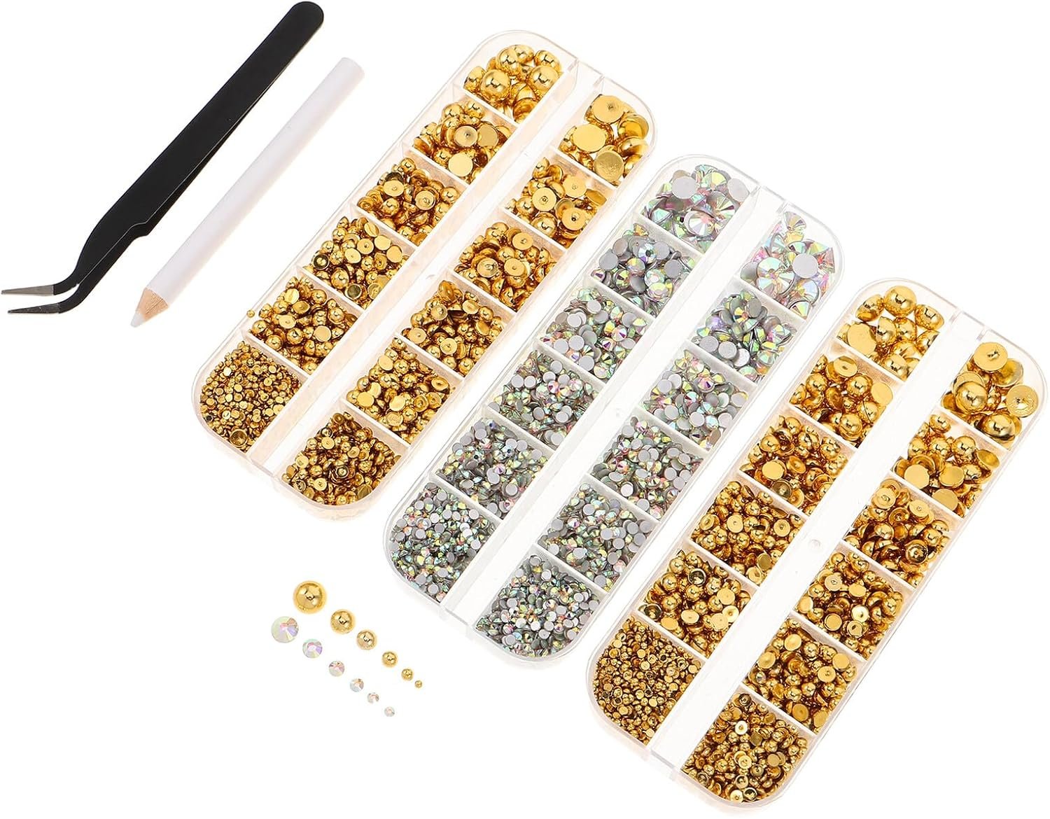 SWETRACE Manicure Rhinestones Kit with Box Nail Bling Faux Pearl Charms Nail Embellishments for DIY Home Salon Use image number 3