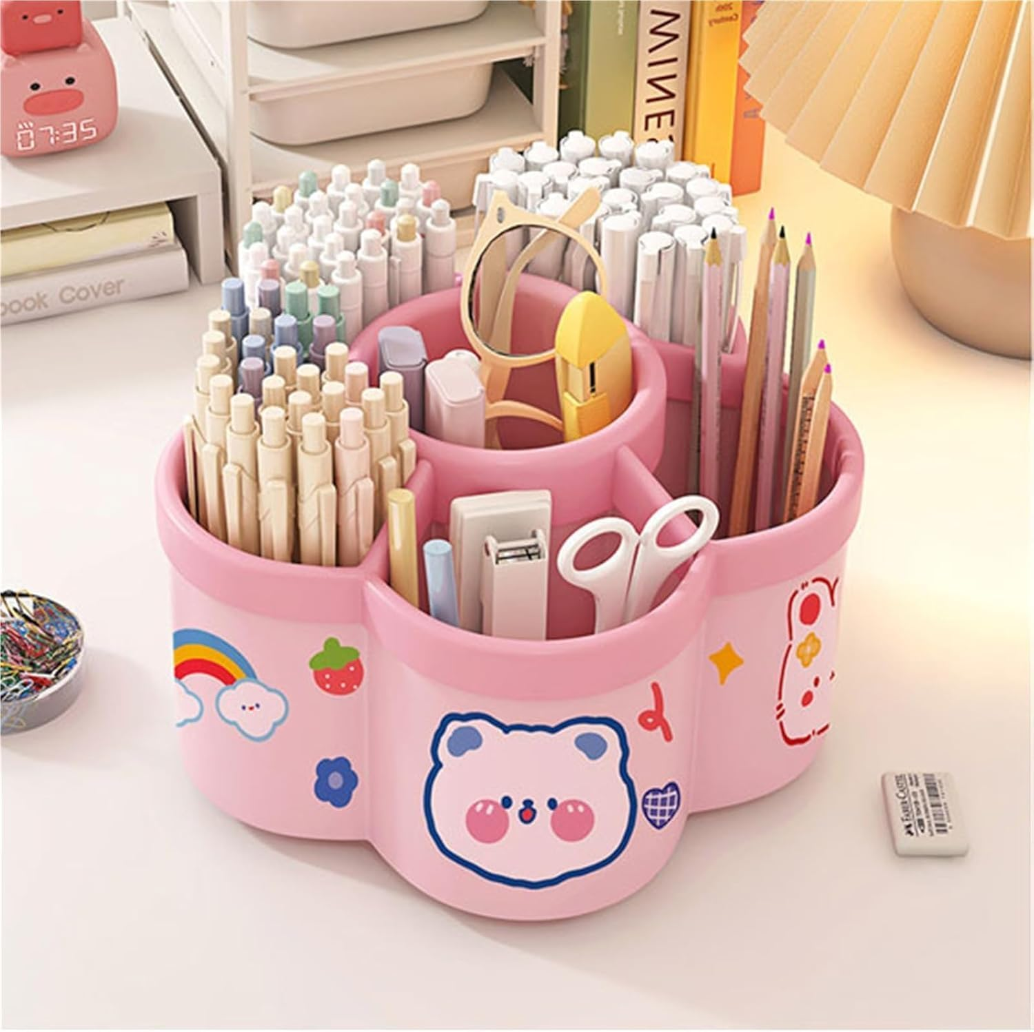 360&deg; Rotating Pen Holder for Desk with 6 Slots, Large - Capacity Desk Organizer for Office, School, Home Use image number 3