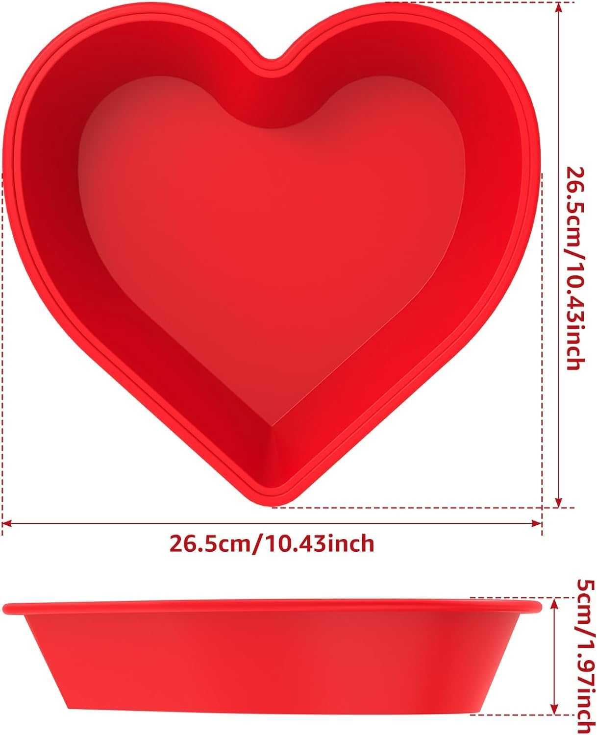 3Pcs Heart Shaped Cake Pans, 10 Inch Silicone Cake Molds, Cake Baking Tray, Reusable Cake Baking Pans, Nonstick Cheesecake Molds, Heat Resistant Cake Tins for Cake Cheesecake Chiffon Cake Muffin image number 2