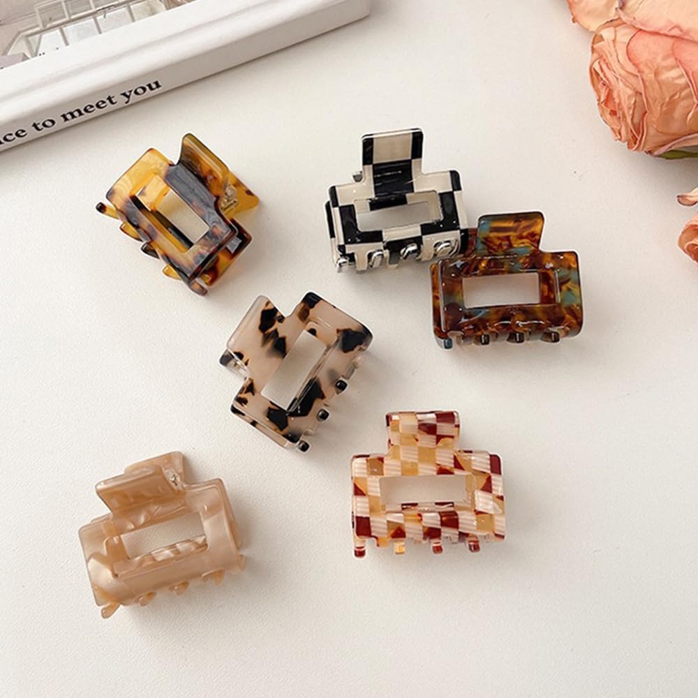 6PCS Acetate Hair Claw Clips, Small Claw Clips for Thin Thick Hair, Nonslip Leopard Print Hair Clips Styling Accessories for Women Girls image number 6