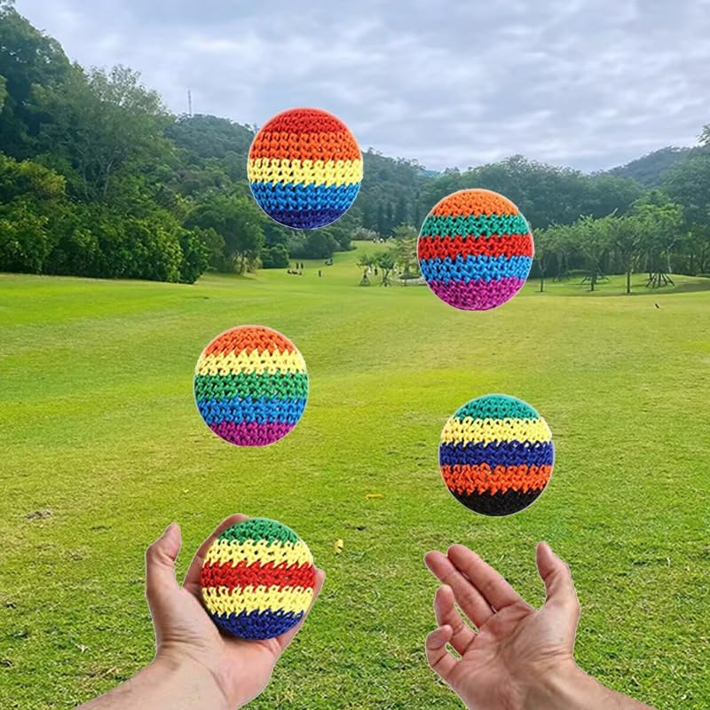 WADY 12Pcs Multifunctional Hacky Balls Easter Game Set,Colorful Crochet Knitted Juggling Sacks with Geometric Patterns, Perfect for Indoor & Outdoor Footbag Activities image number 6