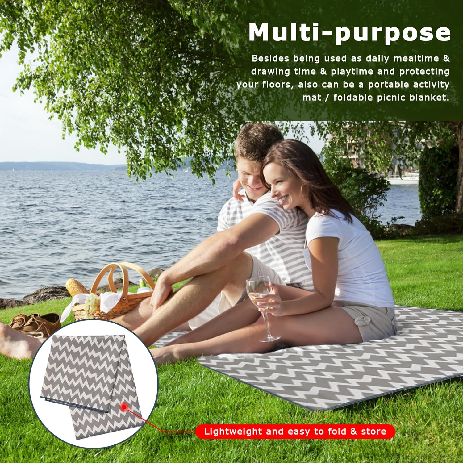 Highchair Floor Mat, Baby Splat Mat for under High Chair/Arts/Crafts, Anti-Slip Waterproof Splash Mat, Washable Portable Picnic Floor Cloth for Baby Feeding Table image number 4