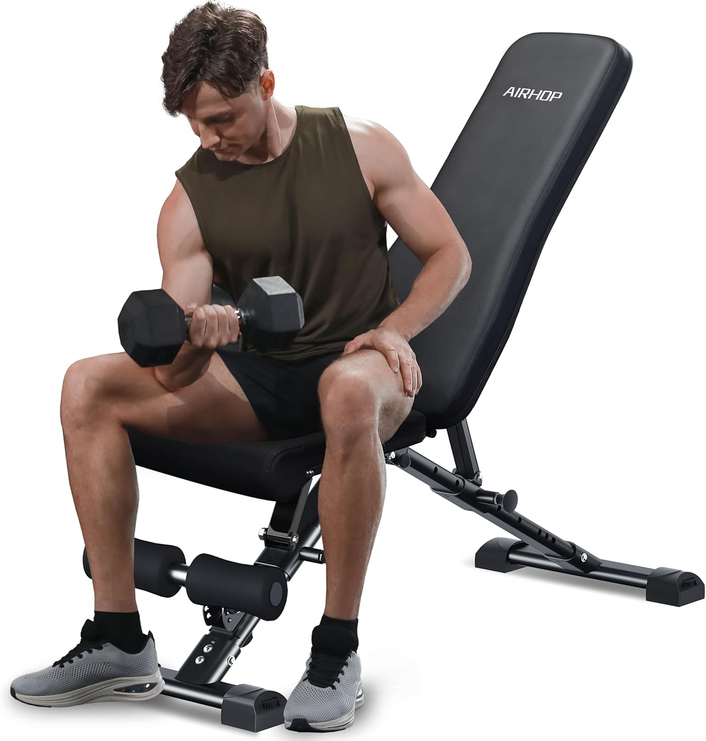 AIRHOP Upgraded Adjustable Weight Bench, Bench Press Full Body Workout, Quick Fold Space Saving, Workout Bench for Home Gym Strength Training image number 4